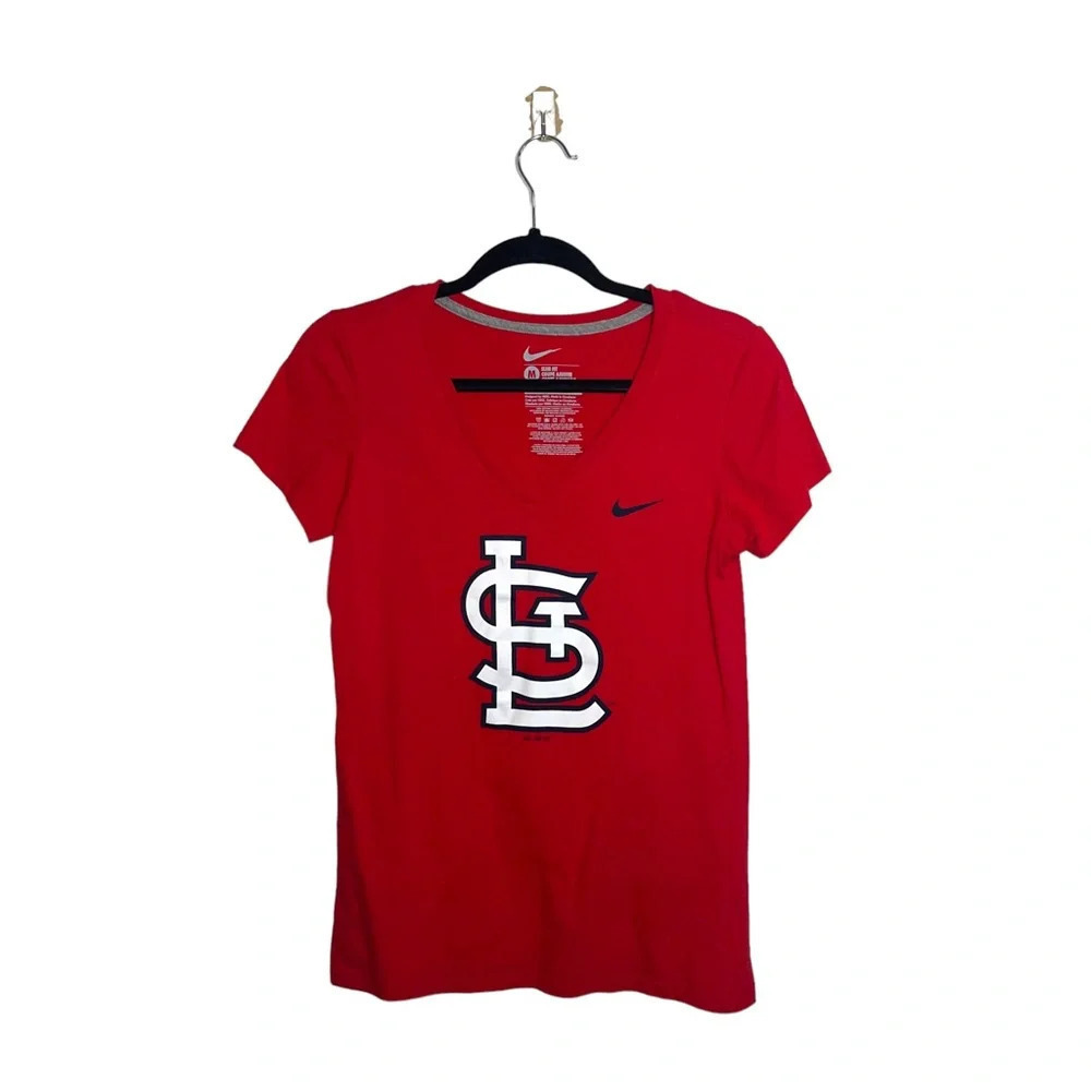 St. Louis Cardinals Tee Nike MLB Baseball Red Slim Fit V-neck Medium Women’s